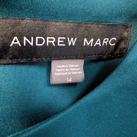 Andrew Marc Ruffle Sleeve Sheath Dress Color: Cypress, Size: 14 EUC - Picture 10 of 13